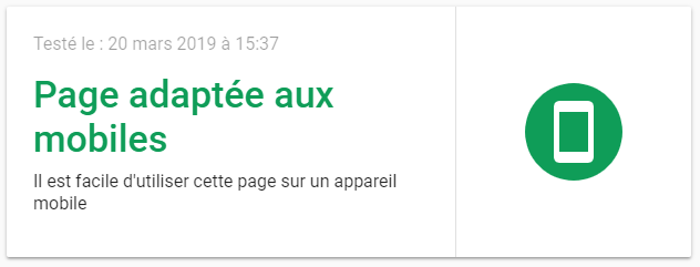 Résultat du test Mobile Friendly